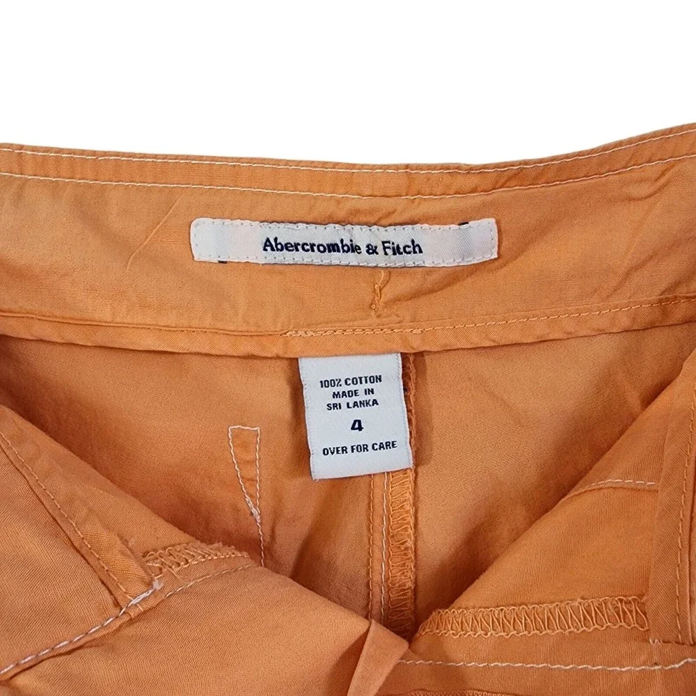 A&F ABERCROMBIE & FITCH Women's Sz 4 Orange/Peach Drawstring Cargo Capri Pants - Picture 11 of 12